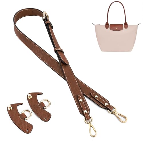 KOMHPS Substituição de alças de bolsa, bolsa de mão de couro, alça de ombro transversal, kit ajustável para pequenas bolsas femininas, Dourado, marrom