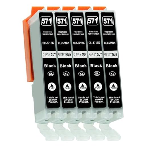 Supply Guy 5 XL bläckpatroner met chip kompatibel med Canon CLI-571 Svart för Pixma MG5700 MG5750 MG5751 MG6800 MG6850 MG7750 TS5000 TS5050 TS5055 TS6050 TS8050 TS9050 TS9055 och mer