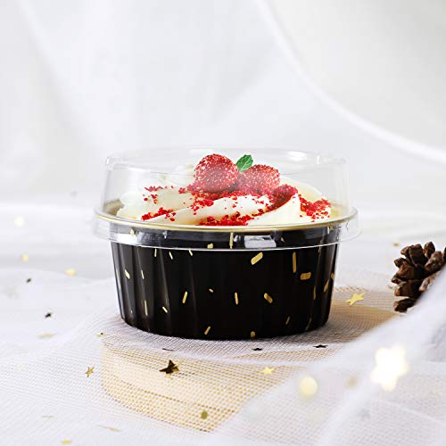 Eusoar 100Pcs 5Oz 125Ml Mini Muffin Liners Cups With Lids, 100Pcs 5.5"X1.2" Disposable Plastic Sporks #TOP4