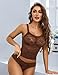 Avidlove Pajama Set for Women Floral Lace Lingerie Set Sheer Sleepwear Shorts PJ Set (Brown, XX-Large)
