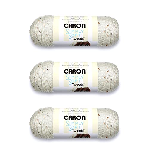 Image of Caron Simply Soft Off White Tweeds Yarn - 3 Pack of 141g /5oz - Acrylic - 4 Medium (Worsted) - 250 Yards - Knitting /Crochet