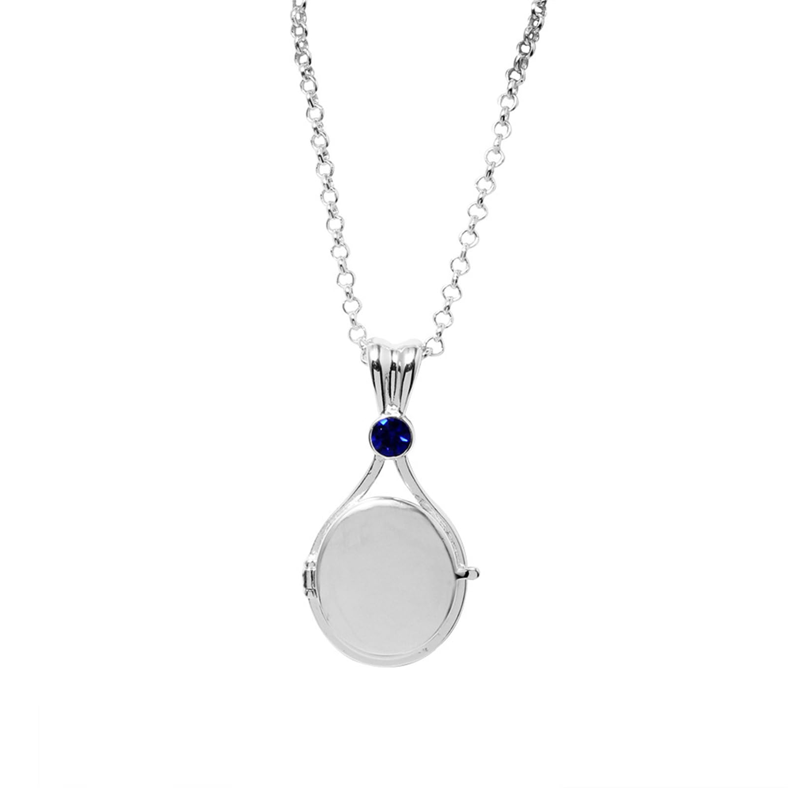 H2O - Collar para hombre y mujer, chapado en plata, medallón de sirena de agua, collar con colgante abierto, incrustaciones de cristal azul brillante para mujeres, fanáticos, cosplay, fiesta
