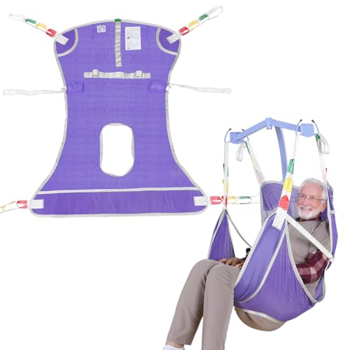 EZ Assistive Patient Lift Sling with Commode - Patient Lifting Slings for Transfer - Medical Full Body Straps for Elderly, Disabled,Nursing,Caregiver - SWL 500 lbs (Large-Purple-1 PC)