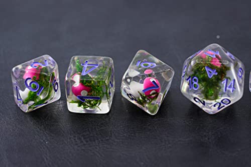 Mushroom Dnd Dice Set For Dungeons And Dragons, Gifts, D&D, D And D, Pathfinder, Accessories, D20, Polyhedral, Resin Dice, Metal, Dice Tray, Tower, Bag, Box #TOP6
