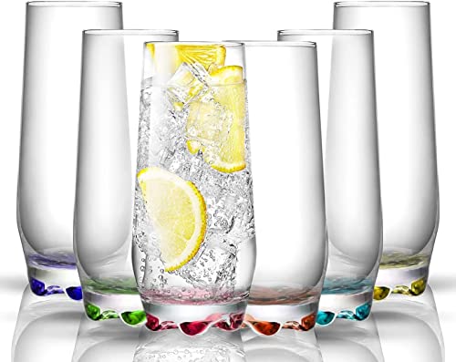 Highball Drinking Glasses, Large/Tall Water, Juice Glasses Set of 6, Dish Washer Safe Glass Set (6 Glasses-390ml)