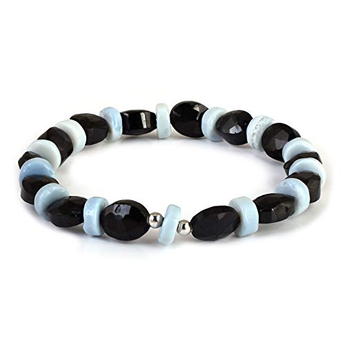 Bracelet onyx noir et opale bleue, le bijou artisanal pour votre quotidien