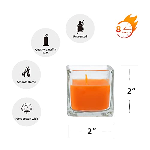 Zest Candle 12-Piece Votive Candles, Orange Square Glass #TOP4