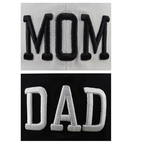 Image of GzacDeope 2PCS Dad and Mom Hat for Men Women, Funny Adjustable Cotton Embroidered Parents Gifts Baseball Cap
