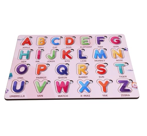 Image of Learning Wooden Alphabets for Kids | ABCD Toys for Children | English Puzzles Montessori Educational Blocks for Kids 2+ Years | 26 Pieces | Wooden Letter Board (English Alphabets)