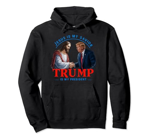 Jesús es mi salvador Trump es mi presidente Bandera estadounidense Sudadera con Capucha