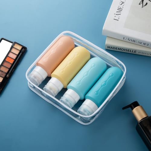 Image of Gemice Travel Bottles for Toiletries, Tsa Approved Travel 6oz Size Containers with Clear Bag, BPA Free Leak Proof Travel Tubs Refillable Liquid Travel Accessories for Cometic Shampoo Lotion