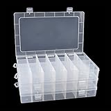 Organizer Box with Parkical Adjustable Dividers, 28 Grids Plastic Storage Container for Jewelry, Cra