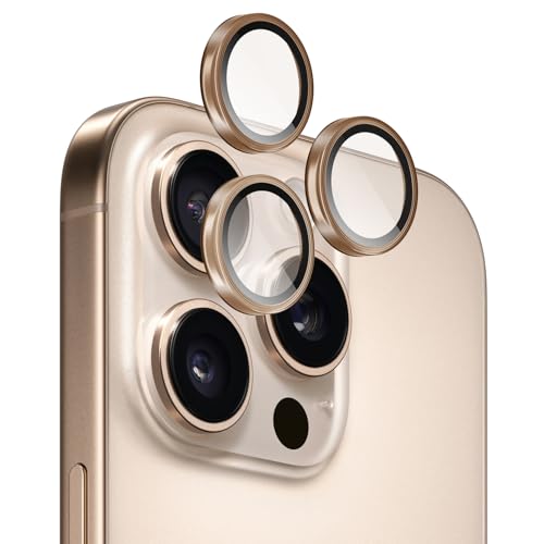 Image of GRIPP 3in1 Focal Camera Lens Protector for iPhone 16 Pro, iPhone 16 Pro Max / 17 Pro / 17 Pro Max / 15 Pro / 15 Pro Max, Aluminium Alloy Ring, Ultra-Clear HD Glass, Easy Install - Gold