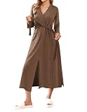 Ekouaer Robes for Women Waffle Knit Bathrobe Lightweight Long Kimono Spa Robe Soft Loungewear with Pockets