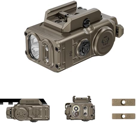 RovyVon GL5 Pro 4-in-1 Screw-Mounted Flashlight with Adjust Rail Adapter, 6 Mode for 400 Lumen White Light/Green Beam/IR Illuminator/IR Beam, Included 1913/GL Adapter/Replaceable Battery(Desert Tan)