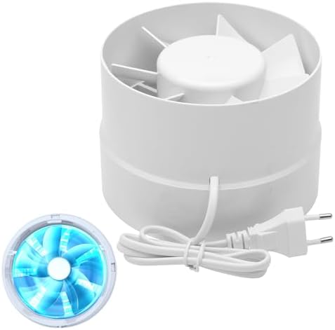 Extractor de Aire Silencioso, 150 mm, 305 m3/h, Extractor Aire Antirretorno Conducto Inline, Para Baño WC Tienda Invernadero Cocina Oficina Garaje