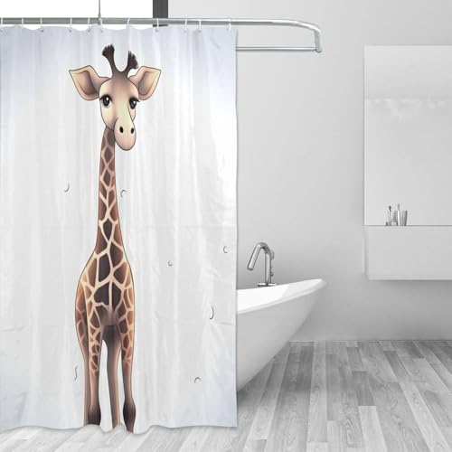 Rideau de douche anti moisissure lavable motif girafe 183x183