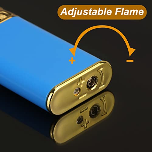 Encendedor dragón de doble llama a prueba de viento azul miniatura 5