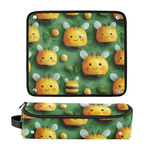 Cute Bees Estuche de Viaje 2 en 1 para Rizador con Alfombrilla Resistente al Calor Impermeable Bolsa Abierta para Plancha y Accesorios de Cuidado Capilar miniatura 3