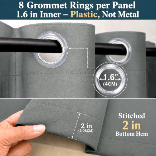 Image of Homestan Blackout Window Curtains 5 Feet Long Set of 2, Grey