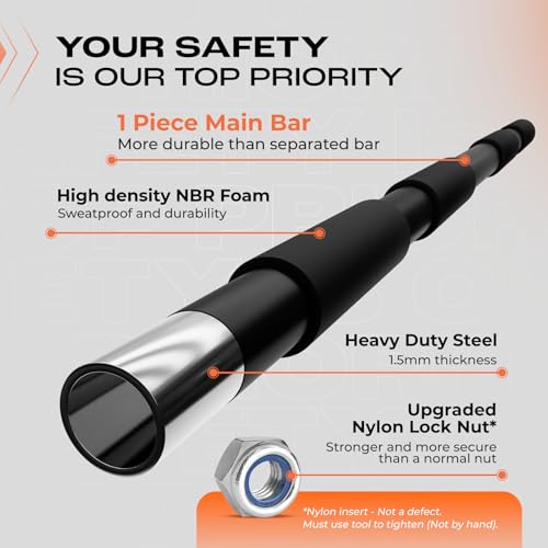 Yes4All Heavy Duty Wall Mounted Pull Up Bar, Over Door Pull Up Bar for Doorway, Multi Grip Chin Up Bar, Sturdy Strength Training Bars & Durable Gym Bar for Home Exercise - Image 3