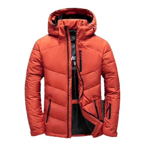 Veste d'hiver de luxe en duvet de canard blanc pour homme, parka coupe-vent et capuche en plumes d'oie, manteaux épais et chauds, Orange, XL