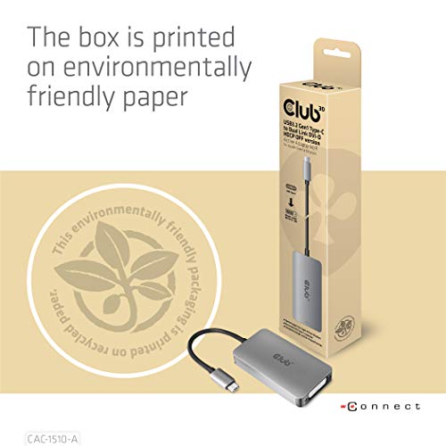 Club3d CAC-1510-A Adattatore Attivo da Usb 3.2 Gen1 Type-C a Dual Link DVI-D HDCP Off Versione S-B per Display Apple Cinema - 9