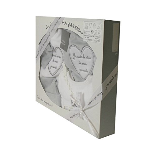 Coffret Ensemble bébé 7 pièces 3 à 6 Mois blanc et gris - Je suis le rêve de mes parents
