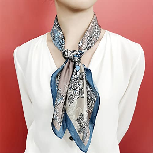 Silk Small Square Scarf Female Spring and Autumn All-Match Blue Mulberry Silk Scarf Decoration (Color : A, Size : One Size)3