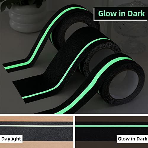 Image of Reniteco Glow-in-the-Dark Anti Slip Traction Tape - 2 inch x 16.5Ft, Black - Enhance Safety on Wet Surfaces - Perfect for Stairs, Showers, Bathtubs