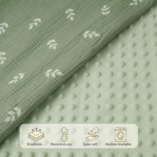 Image of GLLQUEN BABY Blankets for Boys Girls, Soft Muslin Cotton Front Dotted Fleece Backing, Nursery Minky Crib Blanket for Infant Toddler, 30 x 40 inches Throw Blanket, Woodland Animals