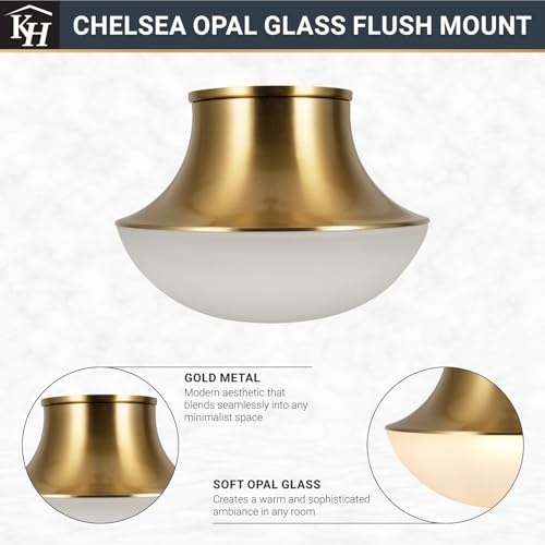 Kenroy Home Chelsea Opal Glass Flush Mount with Gold Metal Base by Kenroy Home - Image 5