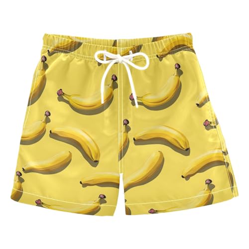ALAZA Cute Banana Yellow Boys Quick Dry Beach Board Shorts Kids Swim Trunks Bathing Suit Swimsuit 4T