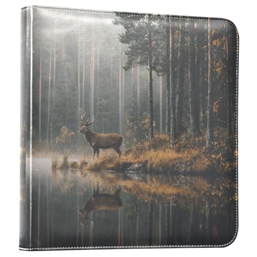 Álbum de fotos vintage con diseño de ciervo en el bosque, encuadernación de tres anillos, cubierta de poliuretano, para bodas, viajes y recuerdos familiares miniatura 1
