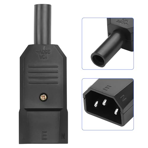 MEIRIYFA 3-Pin Inlet Power Plug Socket Connectors,IEC320 AC 250V 10A C14 Three-Hole Male for PDU Cabinets Industrial Engineering Dedicated (5PCS) (C14 Male)
