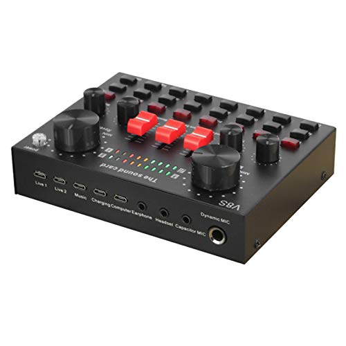 TYESHA Placa de som Bluetooth V8S, equipamento de conversão de voz, mini placa de mixagem, mixer por