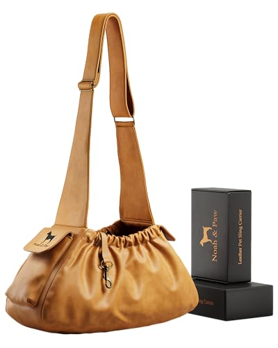 Noah & Paw Dog Sling Carrier for Small Dogs 5-18lb, Dog Sling for Small Dogs and Cats, Dog Carrier with Adjustable Padded Strap, Vegan Leather Lined with Fur, Double Safety Feature, Machine Washable