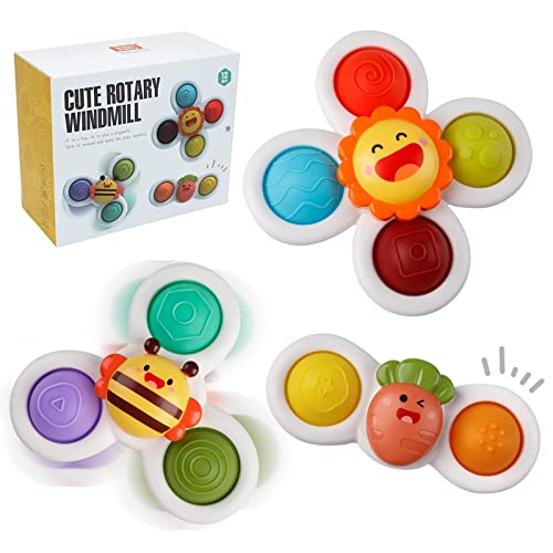 For Sale! Outgeek Suction Cup Spinner Toys: 3PCS Kids Spinning Top Toys Baby Dimple Toy Sensory Toys...