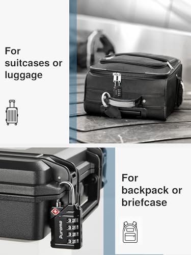 Puroma 6 Pack TSA Approved Luggage Locks, Black 4 Digit Resettable Travel Combination Code Lock with Zinc Alloy Body for Suitcase, Backpack, Laptop Bag, Gym Locker, Toolbox