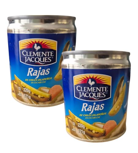 Rajas de Chiles Jalapeños en Salmuera Clemente Jacques - Pack de Latas de 220 gramos C/U.