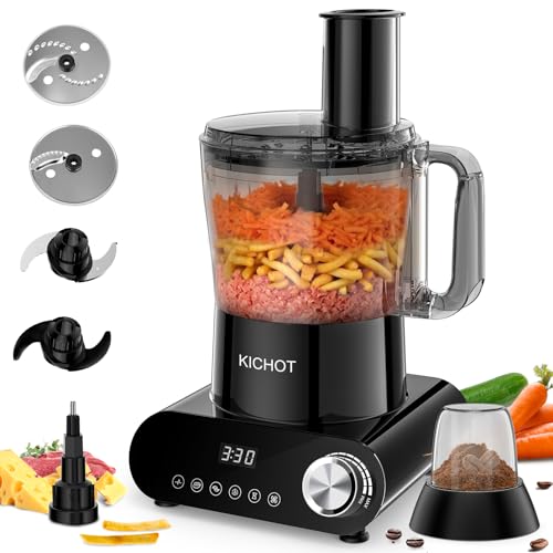 12 Cup Food Processor & Vegetable Chopper,French-Fry-Cutter, Stepless Speed,Digital Timer,Large