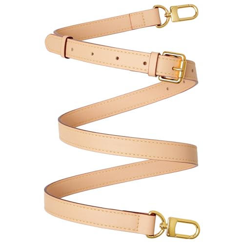 Image of Genuine Vachetta Leather Crossbody Strap Genuine Leather Adjustable Replacement Strap for Shoulder Bag Handbag Purse