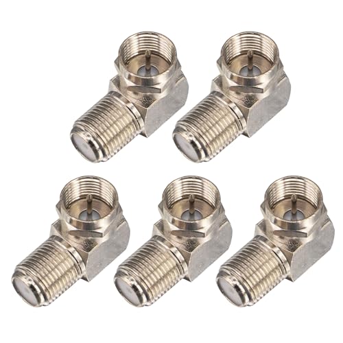 5Pcs Adaptateurs Coudés à 90°, Raccord Câble Sat 7mm, Connecteurs F Plaqués Or pour Câbles Coaxiaux, Idéal pour Espaces Réduits, Convertissez en Connecteur à Angle Droit.