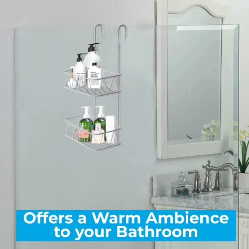 Blue Canyon 2 Tier Hanging Shower Caddy, No Drill Stainless Steel Bathroom Shelf, Non-Rusting Storage Shelves, Shower Accessory for Bathroom Organisation Shelf, Shower Basket Organizer, White - Cosy Home Interiors Blue Canyon 2 Tier Hanging Shower Caddy, No Drill Stainless Steel Bathroom Shelf, Non-Rusting Storage Shelves, Shower Accessory for Bathroom Organisation Shelf, Shower Basket Organizer, White - Image 5