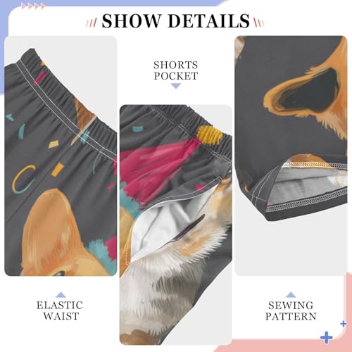 Corgi Dog Birthday Ribbon Boys Long Pants Soft Trousers Elastic Waist Kids Lounge Bottoms with Pockets S-XL4