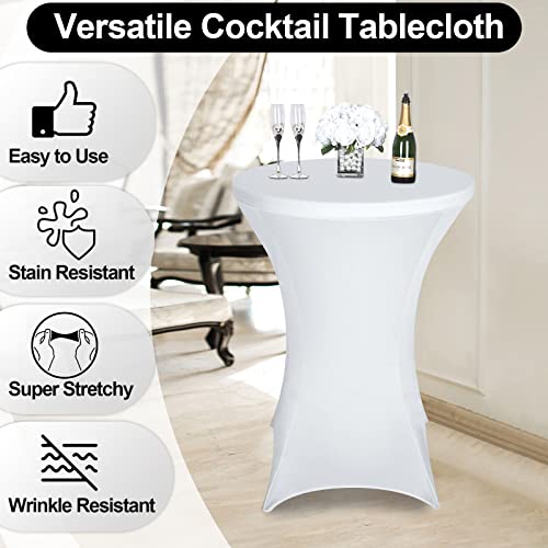 FestiCorp 2 Pack Spandex Table Cover, Cocktail Fitted Tablecloth, Round Highboy Stretch Table Covers Cloths for Party, DJ, Bar, Wedding, Birthday, Banquet, White, 30"-32" Diameter x 40"-43" Height by FestiCorp - Used condition - Image 2