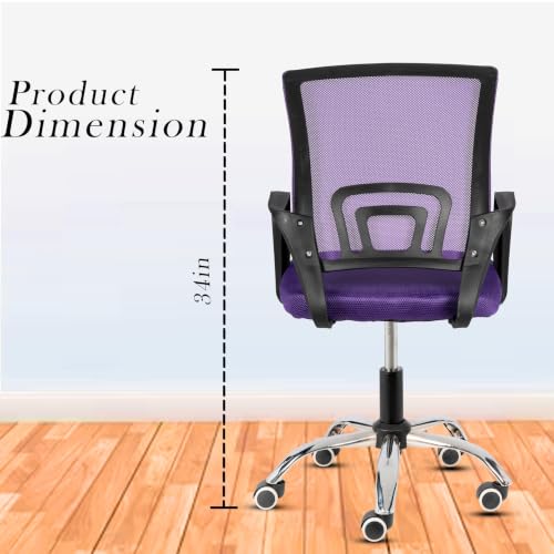 Image of Casa Copenhagen Mesh Mid Back Office /Study /Computer /Revolving /Desk Chair for Work from Home -Metal Base, Height Adjustable Seat- Purple & Black Handle