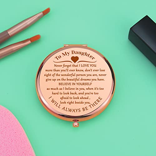 Daughter Gift From Mom Inspirational Birthday Gift For Daughter Compact Mirror For Daughter Stepdaughter Graduation Gift For Daughter Travel Makeup Mirror For Bonus Daughter Christmas Wedding Gift #TOP4