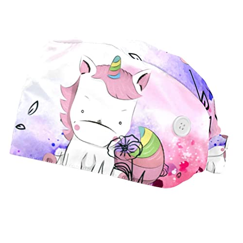 Chapeaux bouffants Licorne Rose JDEZ anti-transpiration pour casquettes de travail