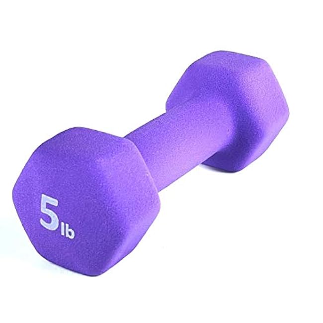 FRS Barbell Neoprene Coated Hex Dumbbell Weights (Purple 5LB, Set of 2)